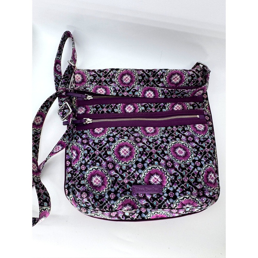 Vera Bradley Triple Zip Hipster Lilac Medallion Purple Crossbody Bag